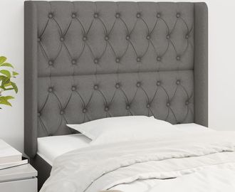 vidaXL Cabecero Con Orejas De Tela Gris Oscuro 103x16x118/128 Cm Vidaxl