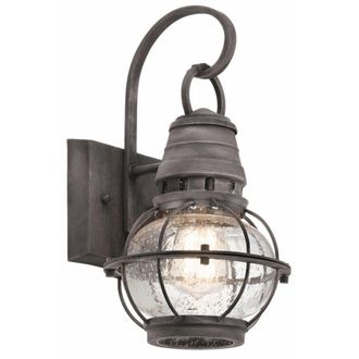 Elstead Lighting Aplique exterior,IP44, aluminio y vidrio, zinc envejecido H33.4cm