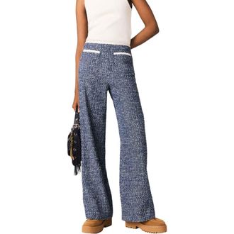 Maje Tweed trousers in Navy at Nordstrom, Size 34 Eu