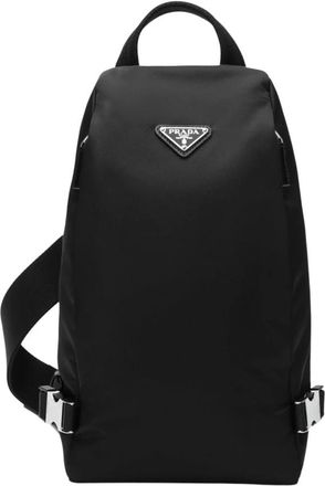 Prada Zaino in Re-nylon and Saffiano Leather - Heren - Rugzakken - Zwart - ONE Size - Nylon - Tassen