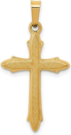 Diamond2Deal 14k Yellow Gold Textured and Polished Passion Cross Pendant