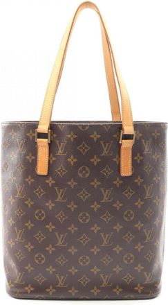 Louis Vuitton Brown Coated Canvas Leather Handbag Tote Bag (Pre-Owned)