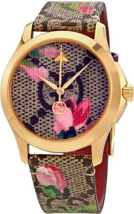 Gucci G-Timeless Pink Blooms Print Dial Ladies Watch YA1264038