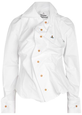 Vivienne Westwood Drunken Gathered Cotton-poplin Shirt - White - 42 (UK10 / S)