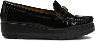 Kazar Patentleren platte schoenen op een verhoogde zool - Dames - Loafers - Zwart - 39 EU - Leer - Schoenen