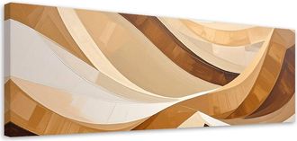 Feeby Cuadro Sobre Lienzo, Olas Abstractas Beige Pastel, 120x40