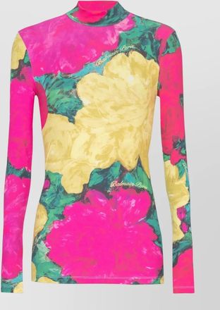 Balmain printed high-neck long-sleeve top