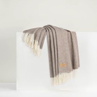 Lands Downunder Pinstripe Cashmere Throw in Taupe at Nordstrom