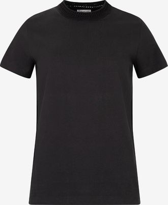 Moncler Kurzarm-T-Shirt mit Lochstrick am Rundhals