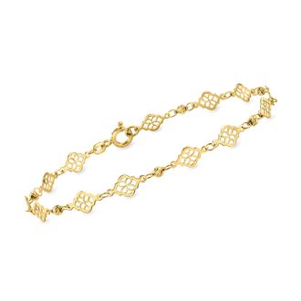 Canaria Canaria Italian 10kt Yellow Gold Ricami Floral Station Bracelet