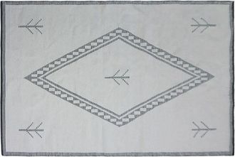 Decoclico Alfombra de lana crudo con motivos gr&aacute;ficos negros 140 x 200 cm