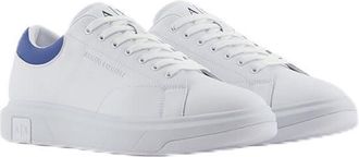 A|X Armani Exchange Mens ActionLeather,sidelogo,Laceup Sneaker, OP.White+MAZAR.Blue, 9.5 UK