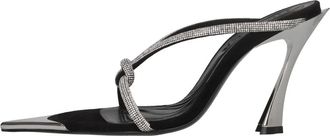 MUGLER Suede Rhinestone Mule - Dames - Muiltjes - Zwart - 42 EU - Leer - Schoenen