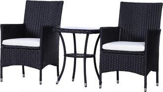 OUTSUNNY Rattan Bistro Set Garden Chair Table Patio Outdoor Black