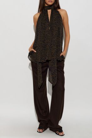 Rotate Top With Tie Detail, Womens, Brown