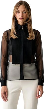 Elisabetta Franchi Transparant Shirt - Dames - Overhemden - Zwart - S - Leer - Overhemden