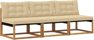vidaXL 3 Uds. Sof&aacute; Intermedio De Exterior Madera De Acacia S&oacute;lida Vidaxl