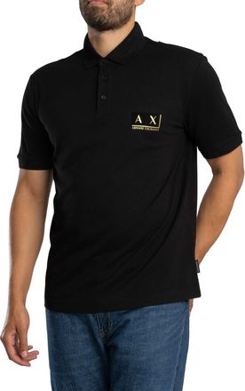 A|X Armani Exchange Mens Logo Polo Sweater, Black Shade Gold, XL