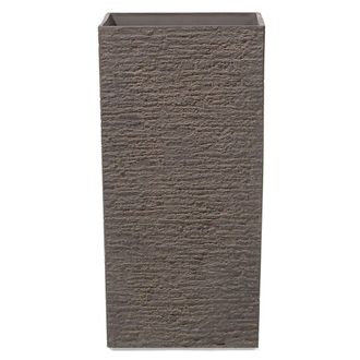 Beliani Maceta De Piedra Marr&oacute;n Alta 35 X 35 X 70 Cm Para Interior Y Exterior Gaza