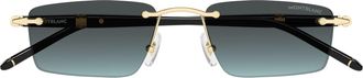 Montblanc Rimless Rectangular Sunglasses With Gradient Lenses And Gold Accents