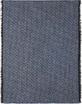 Borbonese Maxi Sjaal Logo Diagonale - Dames - Accessoires - Blauw - Maat: ONE Size Wol