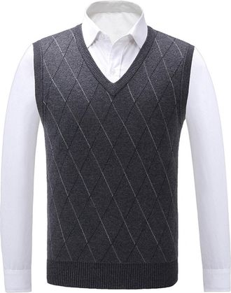 Generic Mens Sleeveless Jumpers & Knitted Gilets Mens Gilets V Neck Sleeveless Jumper Vest Sweater Vest Jumper Slipover Knitwear Sweater Tank Tops