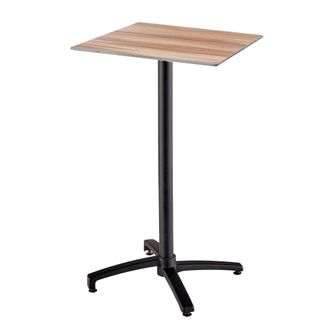 Oviala Mesa alta de jardín de 60x60 cm inclinable, laminada en roble oscuro