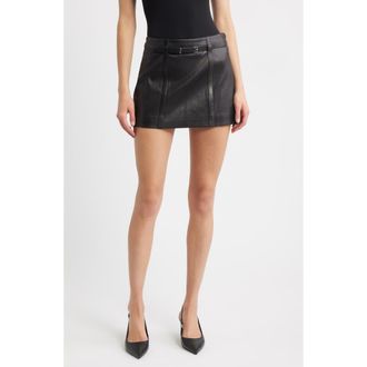 Frame Denim The Belted Leather Miniskirt in Black at Nordstrom Rack, Size 12