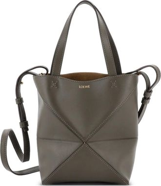 Loewe Puzzle Fold Leather Mini tote bag - Bruin