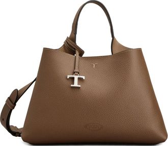 Tod's Shopper met handgreep en logo bedel - Bruin
