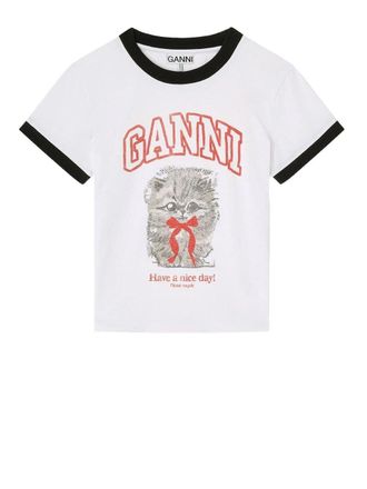 Ganni Basic Cotton Jersey Margot Kitty Print