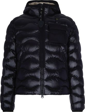 Blauer Black Bryant Glossy Quilted Nylon Down Jacket