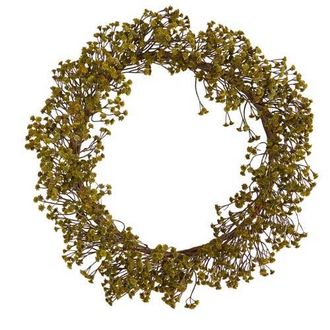 Nearly Natural 20-in Autumn Gypsophila Artificial Wreath in Green at Nordstrom