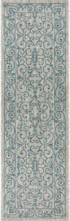 Jonathan Y Designs Charleston Vintage Filigree Textured Weave Indoor/Outdoor Area Rug in Gray/teal at Nordstrom, Size 2Ft 0In X 8Ft 0In
