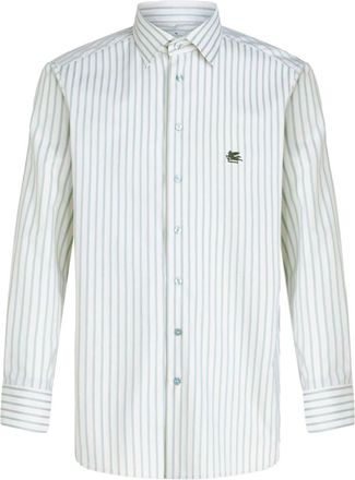 Etro logo-embroidered cotton shirt - men - Cotton - 42 - Green