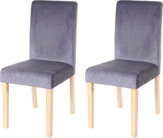 Hhg [nunca Usado] Lote De 2 Sillas De Comedor Silla De Cocina Littau, Terciopelo, Gris, Patas Claras