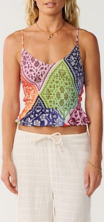 Rip Curl Bossa Nova Smocked Crop Camisole in Multicolor at Nordstrom, Size Xx-Small