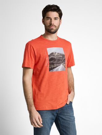 Tom Tailor T-Shirt TOM TAILOR, Herren, Gr. XXL, chili orange, Single Jersey, Obermaterial: 100% Baumwolle, bedruckt, regular fit normal, Rundhals, Shirts T-Shirt