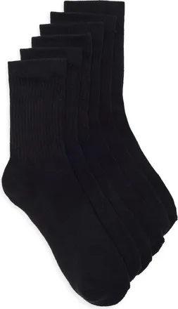 Nordstrom Everyday 3-Pack Demi Crew Socks in Black at Nordstrom, Size 9-11