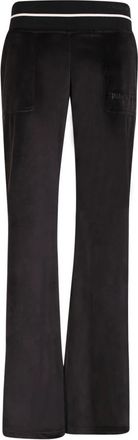 Palm Angels Zwarte Flared Broek met Streepdetail - Dames - Wijde Broeken - Zwart - L - Katoen - Broeken