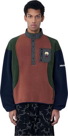 Brain Dead Hoodies & sweatvesten, Heren, Veelkleurig, XL, Fleece Pullover Met Knopenlijst