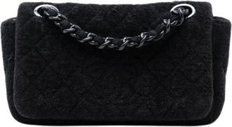Chanel Pre-owned Vintage Quilted Terry Cloth Shoulder Bag - Dames - Vintage Schoudertas - Zwart - ONE Size - Leer - Vintage