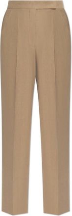 Max Mara Abate Broeken - Dames - Straight fit broeken - Beige - XS - Leer - Broeken