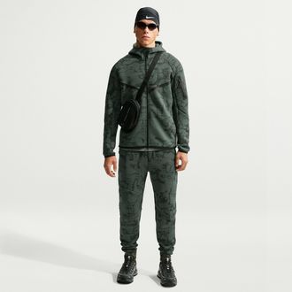 Nike Mens Tech Slim Fleece All-Over-Print Jogger Pants in Green | IM6213-303