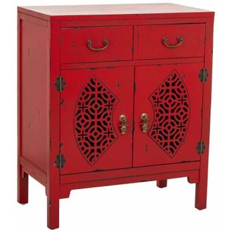 Wanderlust Deco Wanderlust Deco - Recibidor De Madera Con 2 Cajones Y 2 Puertas Rojo 66x36x78