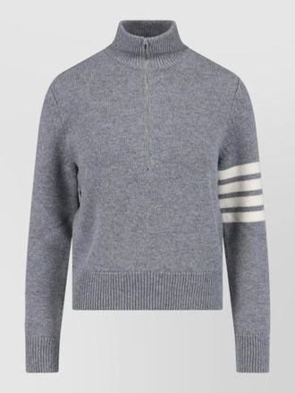 Thom Browne knit sweater high collar button striped detail