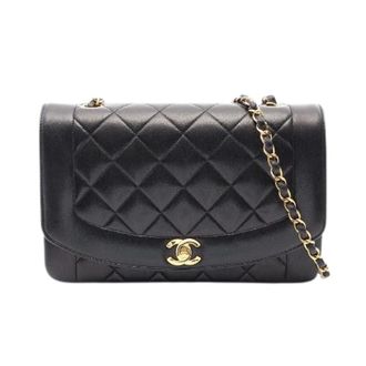 Chanel Pre-owned Matelasse Diana Flap Lambskin Shoulder Bag - Dames - Pre-owned - Zwart - Maat: ONE Size Leer