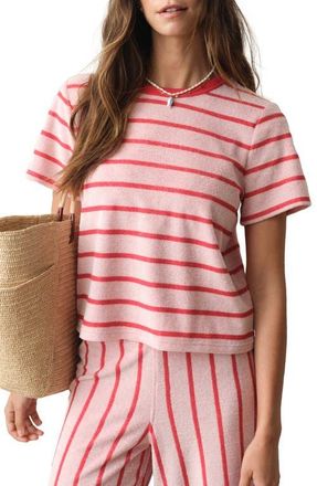 Marine Layer Beach Terry Cloth Sweatshirt in Red And White Stripe at Nordstrom, Size X-Small