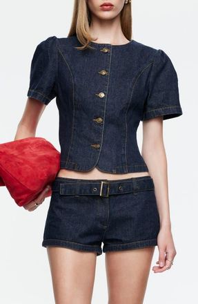 Lioness Femme Denim Button-Up Top in Dark Denim at Nordstrom, Size X-Small