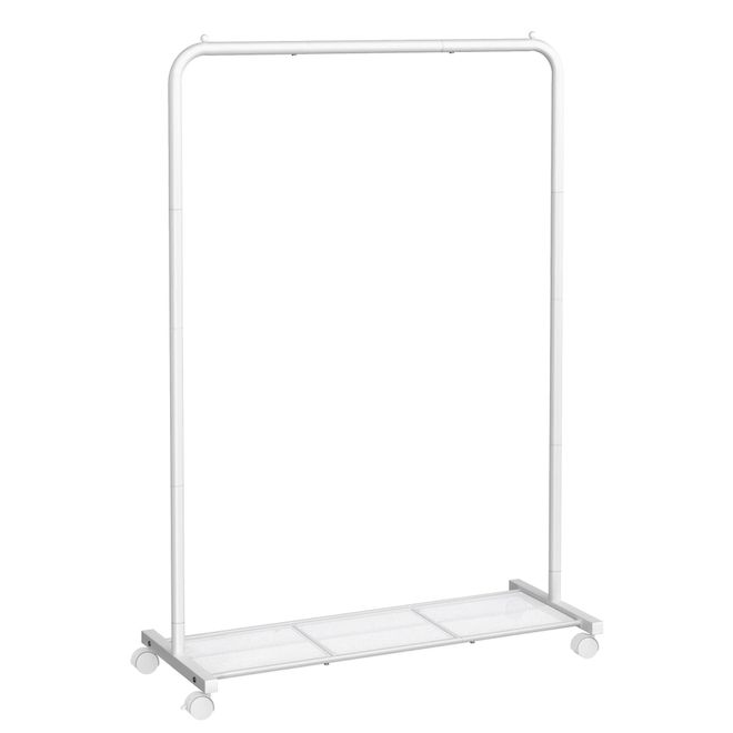 Songmics Kleiderständer, Kleiderstange auf Rollen, Garderobenständer Metall, Rollgarderobe 91 cm breit, mit Ablage, 2 Rollen mit Bremse, Stange bis 40 kg belas ab 23,99 €